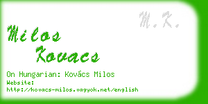 milos kovacs business card