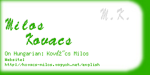 milos kovacs business card